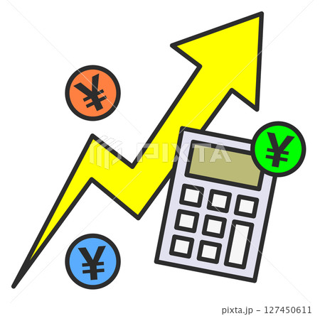 生活費や物価が高騰して急上昇するイラスト 127450611