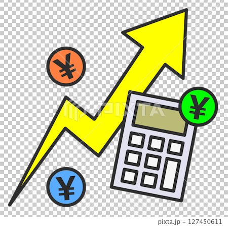 生活費や物価が高騰して急上昇するイラスト 127450611