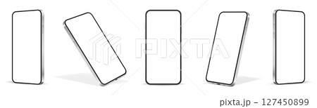 Smartphone mockup white screen. Mobile phone vector isolated on white background. 127450899