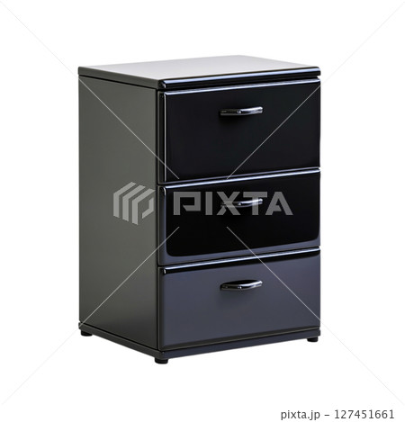 Modern black filing cabinet with three drawers suitable for office or home use 127451661