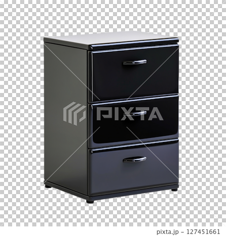 Modern black filing cabinet with three drawers suitable for office or home use 127451661