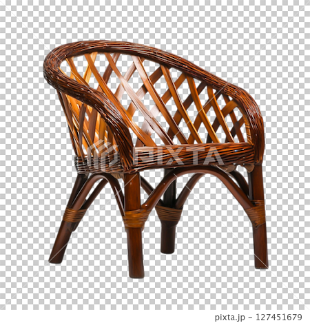 Stylish wicker chair with intricate woven design and durable construction for any space 127451679