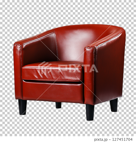Elegant Red Leather Armchair with Modern Design for Stylish Living Spaces 127451704