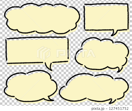 手描きの吹き出しセット_版ズレイエロー 127451752