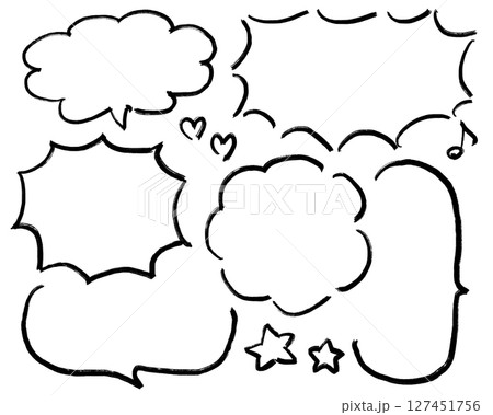 手描きの吹き出しと記号セット 手描きの吹き出しと記号セット 127451756