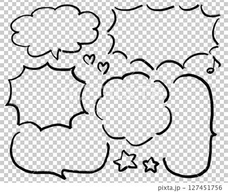 手描きの吹き出しと記号セット 手描きの吹き出しと記号セット 127451756