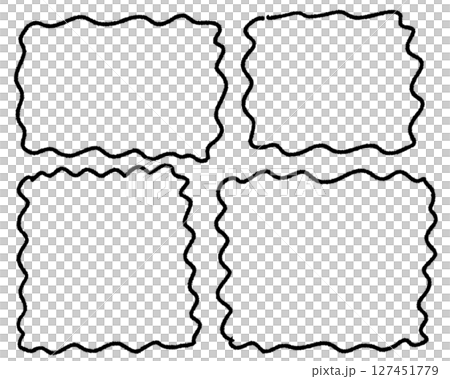手描きの波線フレームセット 127451779
