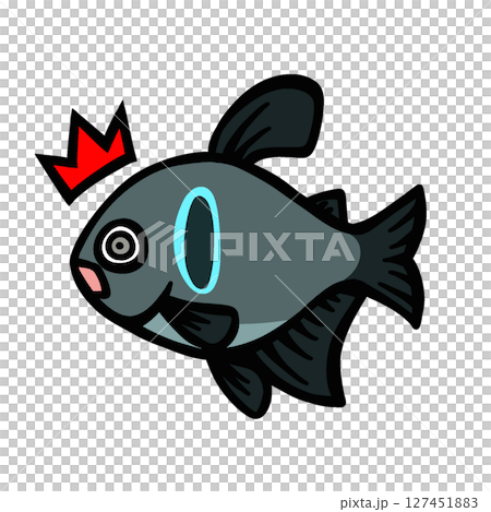 かわいい驚くブラックファントムテトラのイラスト 127451883