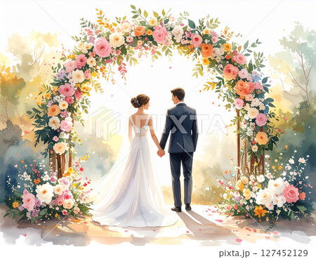 ウエディングなフラワーアレンジメント 127452129