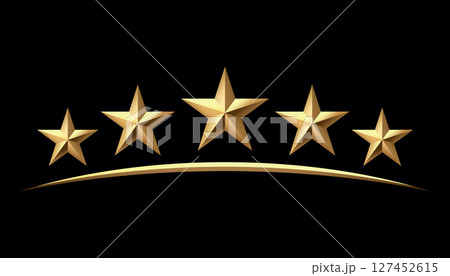 Five golden stars isolated on black background. Rating stars icon. black background Five golden stars isolated on black background. Rating stars icon. black background 127452615