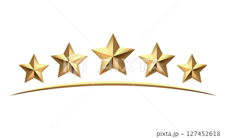 Five golden stars isolated on black background. Rating stars icon. white background Five golden stars isolated on black background. Rating stars icon. white background 127452618