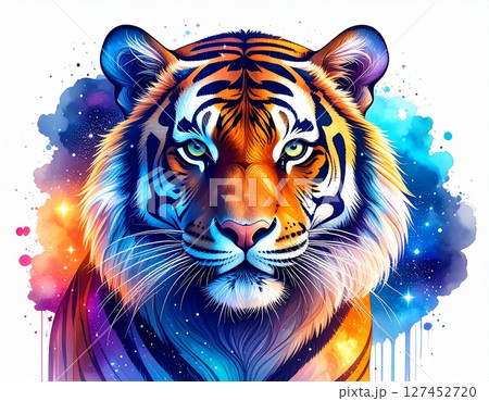 虎の虹色アートイラスト 虎の虹色アートイラスト 127452720
