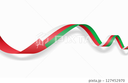 Omani flag wavy abstract background. Vector illustration. Omani flag wavy abstract background. Vector illustration. 127452970