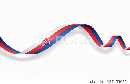 Slovakian flag wavy abstract background. Vector illustration. 127453022