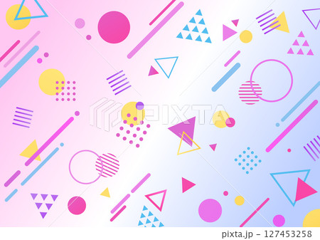かわいいポップな幾何学背景素材 かわいいポップな幾何学背景素材 127453258