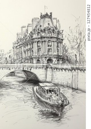 architecture details columns arches elements pencil 127454812