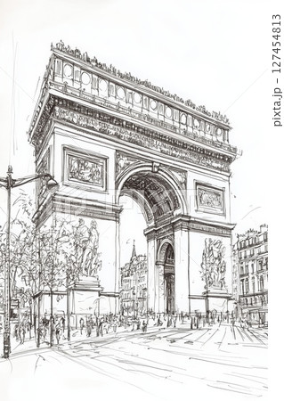 triomphe paris france sketch arc black 127454813