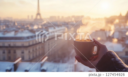 person coffee cityscape sunset style moment 127454926