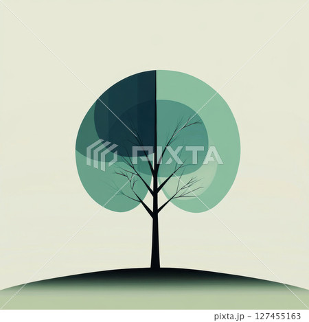 depiction tree halves surface stylized divided 127455163