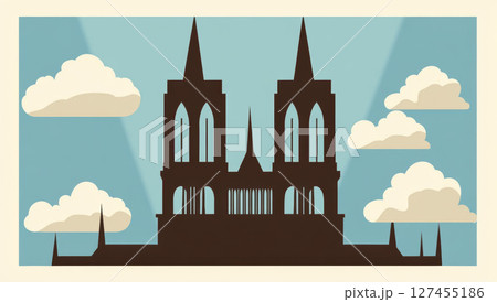 illustration spires light sky clouds cathedral 127455186