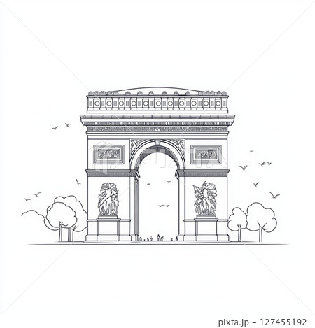 line triomphe paris france drawing arc 127455192