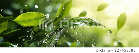 water droplets depth field blurs background 127455395