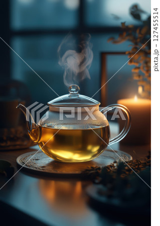 table glass teapot tea closeup liquid 127455514
