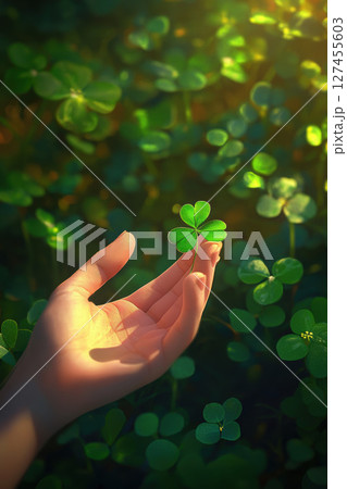 hand reaches touch forest scene light hand reaches touch forest scene light 127455603