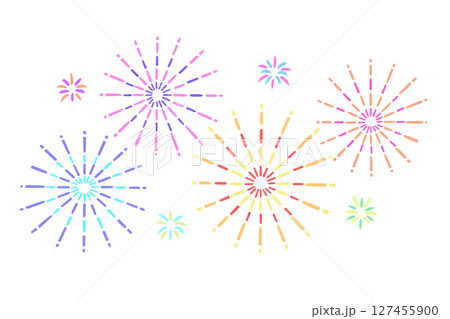 シンプルな手描きの打ち上げ花火のイラストです。 127455900