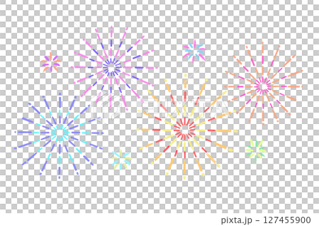 シンプルな手描きの打ち上げ花火のイラストです。 127455900