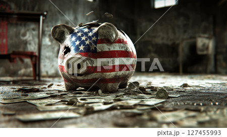 flag stars stripes closeup piggy bank 127455993