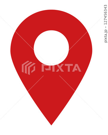 イラスト素材：マップのピン　ベクター　赤　red pin point. pin location 127456343