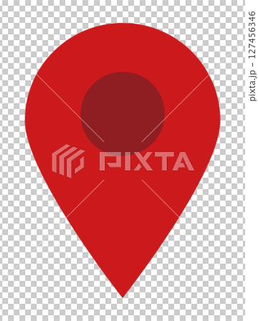 イラスト素材：マップのピン　ベクター　赤　red pin point. pin location 127456346