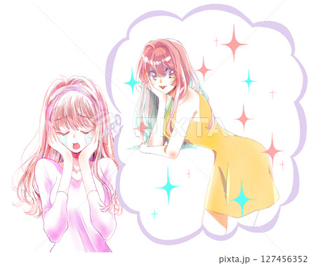 美しい女性を想像して泣いている女性 127456352