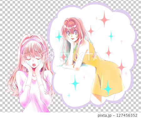 美しい女性を想像して泣いている女性 127456352