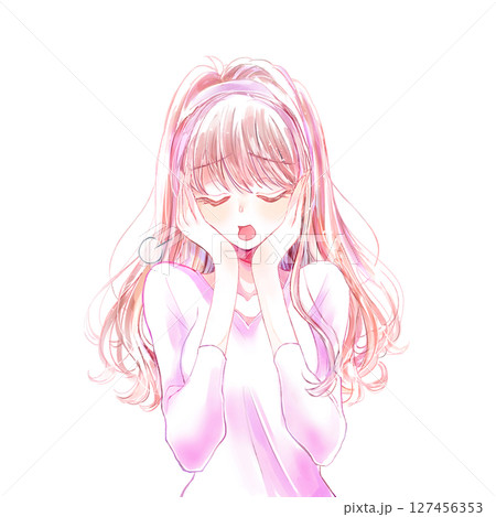 困る女性　溜息 127456353