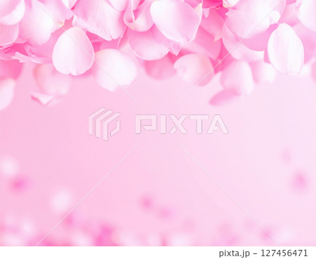 ピンクのバラの花びらに包まれた柔らかい背景（AI生成画像） 127456471