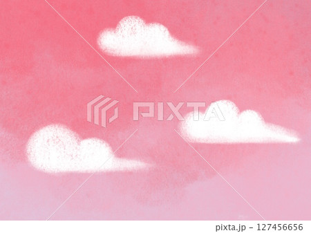 ふわふわした雲の背景素材_ピンク ふわふわした雲の背景素材_ピンク 127456656