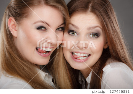 Charming positive female siblings. Charming positive female siblings. 127456851