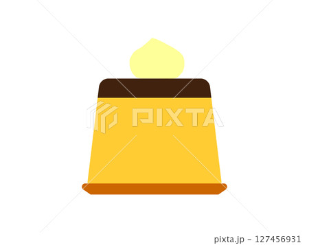 ホイップクリームが乗ったプリンのアイコンのイラスト ホイップクリームが乗ったプリンのアイコンのイラスト 127456931