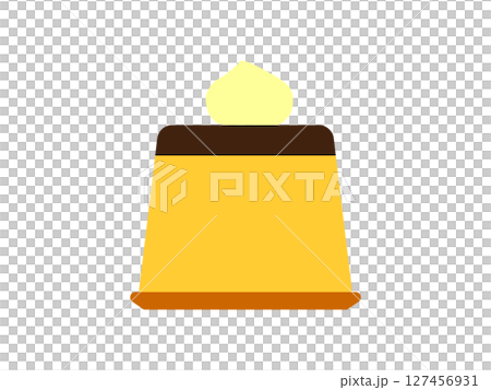 ホイップクリームが乗ったプリンのアイコンのイラスト ホイップクリームが乗ったプリンのアイコンのイラスト 127456931