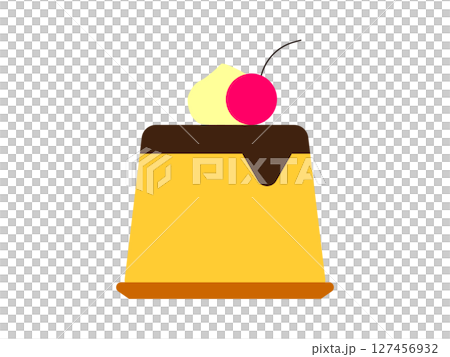 帶有奶油的布丁圖示的插圖 127456932