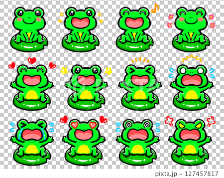 青蛙情緒塗鴉風格插畫素材集3 127457817