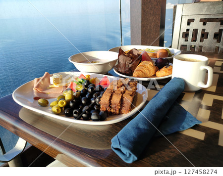 Dining Room Buffet aboard the abstract luxury cruise ship. Dining Room Buffet aboard the abstract luxury cruise ship. 127458274