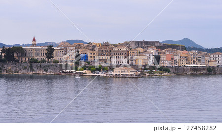 wall of new fortress in town and island Corfu, Greece wall of new fortress in town and island Corfu, Greece 127458282