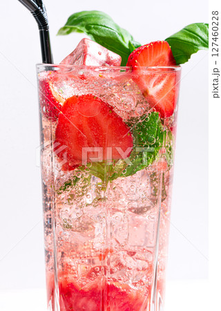 Strawberry and basil Mojito cocktail drink Strawberry and basil Mojito cocktail drink 127460228