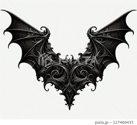 Ornate Black Bat Wings Illustration 127460435