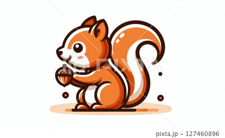 Cute Cartoon Squirrel Holding an Acorn 127460896