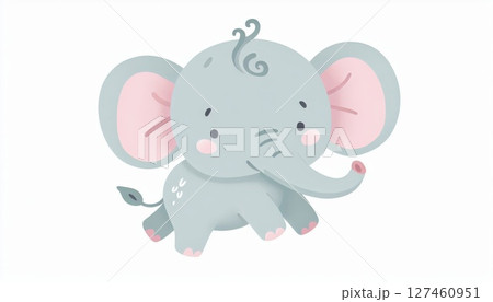 Cute Baby Elephant Cartoon Illustration 127460951