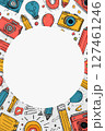 Creative Background Design Filled With Artistic Tools and Playful Doodles for Use in Various Projects 127461246